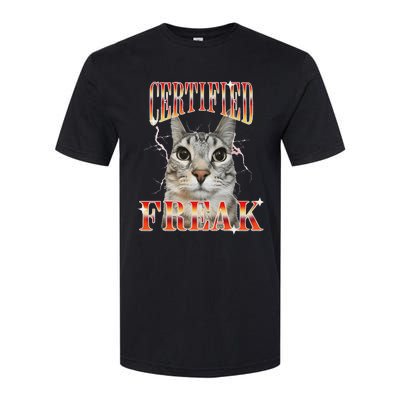 Cat Meme Certified Freak Eat Cement Cursed Cat Softstyle CVC T-Shirt