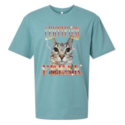 Cat Meme Certified Freak Eat Cement Cursed Cat Sueded Cloud Jersey T-Shirt