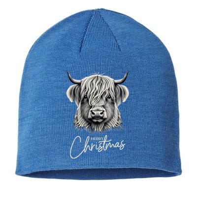 Cow Merry Christmas Scottish Highland Cow Xmas Cow Lover Great Gift Sustainable Beanie