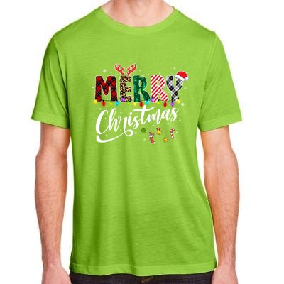 Cute Merry Christmas Leopard Buffalo Red Plaid Adult ChromaSoft Performance T-Shirt