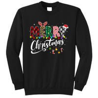 Cute Merry Christmas Leopard Buffalo Red Plaid Sweatshirt