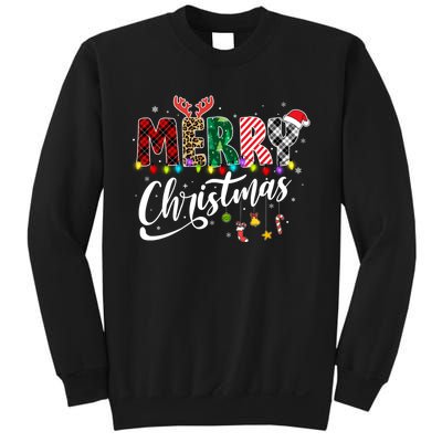 Cute Merry Christmas Leopard Buffalo Red Plaid Sweatshirt