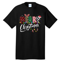 Cute Merry Christmas Leopard Buffalo Red Plaid Tall T-Shirt