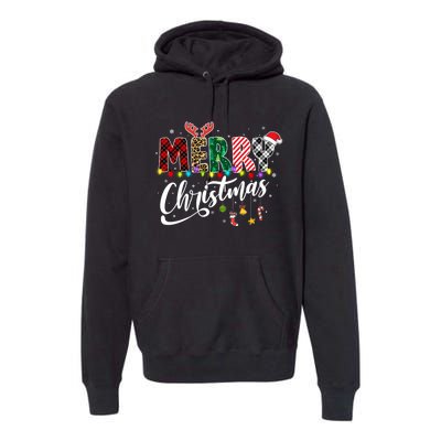 Cute Merry Christmas Leopard Buffalo Red Plaid Premium Hoodie