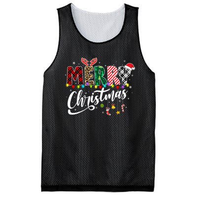 Cute Merry Christmas Leopard Buffalo Red Plaid Mesh Reversible Basketball Jersey Tank