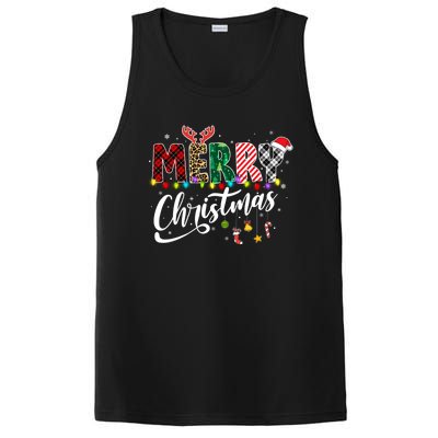 Cute Merry Christmas Leopard Buffalo Red Plaid PosiCharge Competitor Tank