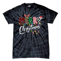 Cute Merry Christmas Leopard Buffalo Red Plaid Tie-Dye T-Shirt