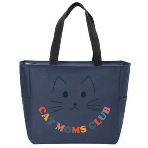 Cat Moms Club Groovy Cat Mama Mothers Day Fur Mom Love Zip Tote Bag