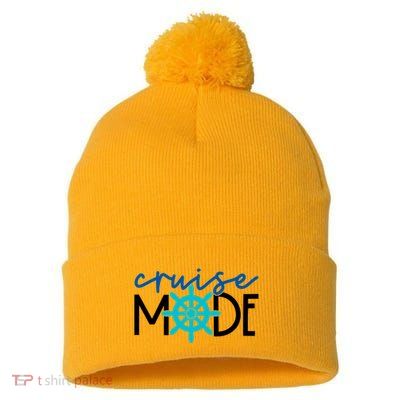 Cruise Mode Cruise Ship Yacht Summertime Vacation Sea Summer Gift Pom Pom 12in Knit Beanie