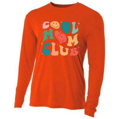 Cool Mom Club Groovy Retro Smile Cool Mom Club Aunties Gift Cooling Performance Long Sleeve Crew