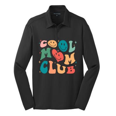 Cool Mom Club Groovy Retro Smile Cool Mom Club Aunties Gift Silk Touch Performance Long Sleeve Polo