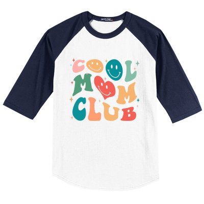 Cool Mom Club Groovy Retro Smile Cool Mom Club Aunties Gift Baseball Sleeve Shirt