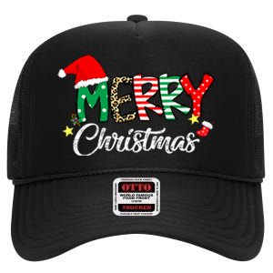 Cute Merry Christmas Matching Family Christmas High Crown Mesh Back Trucker Hat