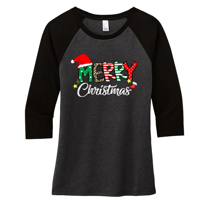 Cute Merry Christmas Matching Family Christmas Women's Tri-Blend 3/4-Sleeve Raglan Shirt