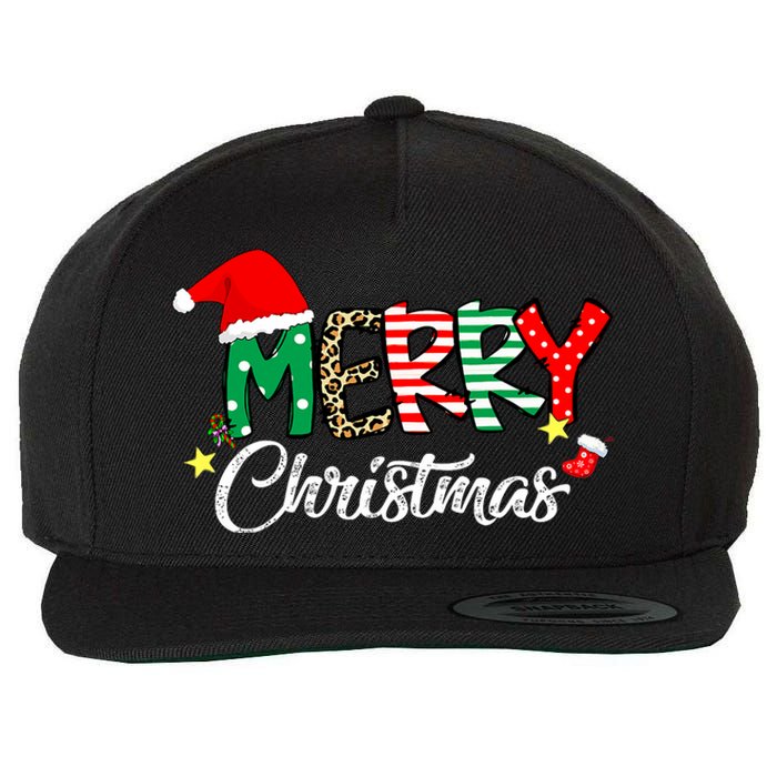 Cute Merry Christmas Matching Family Christmas Wool Snapback Cap