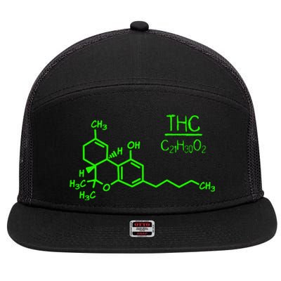 Cannabis Molecule 7 Panel Mesh Trucker Snapback Hat