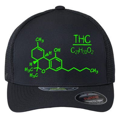 Cannabis Molecule Flexfit Unipanel Trucker Cap