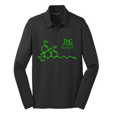 Cannabis Molecule Silk Touch Performance Long Sleeve Polo