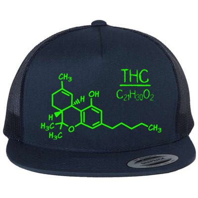 Cannabis Molecule Flat Bill Trucker Hat