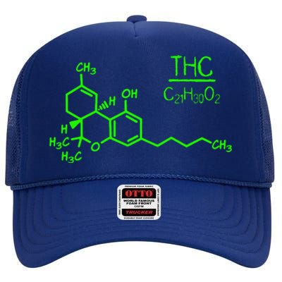 Cannabis Molecule High Crown Mesh Back Trucker Hat