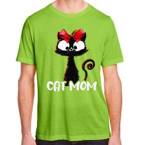 Cat Mom Cute Black Cat With Red Ribbon Bandana Black Cat Adult ChromaSoft Performance T-Shirt