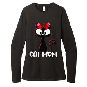 Cat Mom Cute Black Cat With Red Ribbon Bandana Black Cat Womens CVC Long Sleeve Shirt