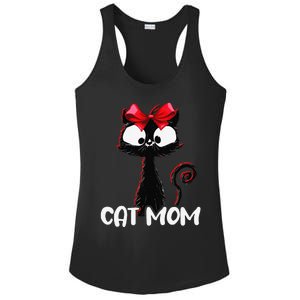 Cat Mom Cute Black Cat With Red Ribbon Bandana Black Cat Ladies PosiCharge Competitor Racerback Tank