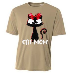 Cat Mom Cute Black Cat With Red Ribbon Bandana Black Cat Cooling Performance Crew T-Shirt