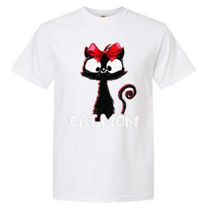 Cat Mom Cute Black Cat With Red Ribbon Bandana Black Cat Garment-Dyed Heavyweight T-Shirt