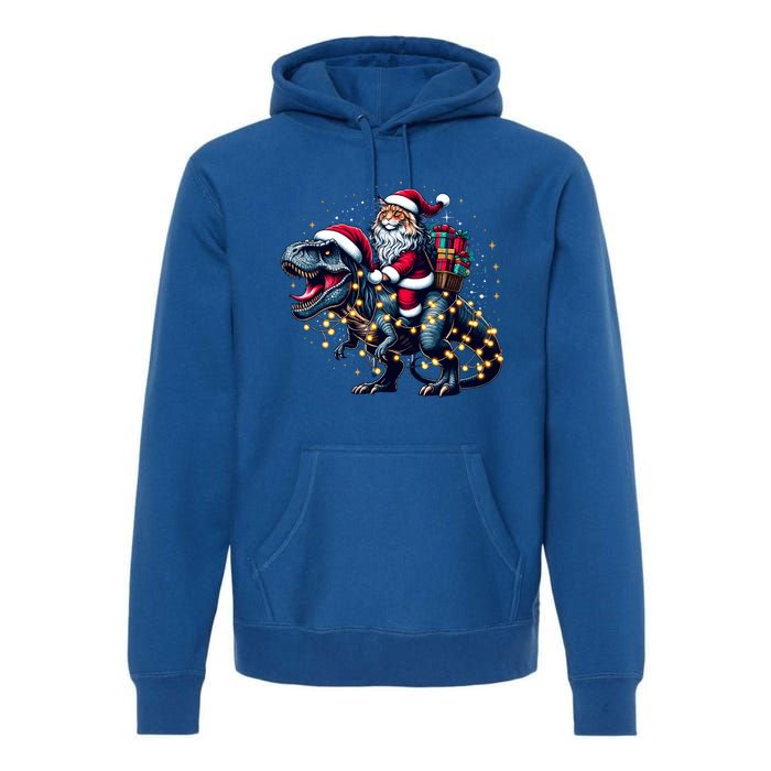 Cute Maine Coon Santa Hat Trex Christmas Maine Coon Owners Gift Premium Hoodie