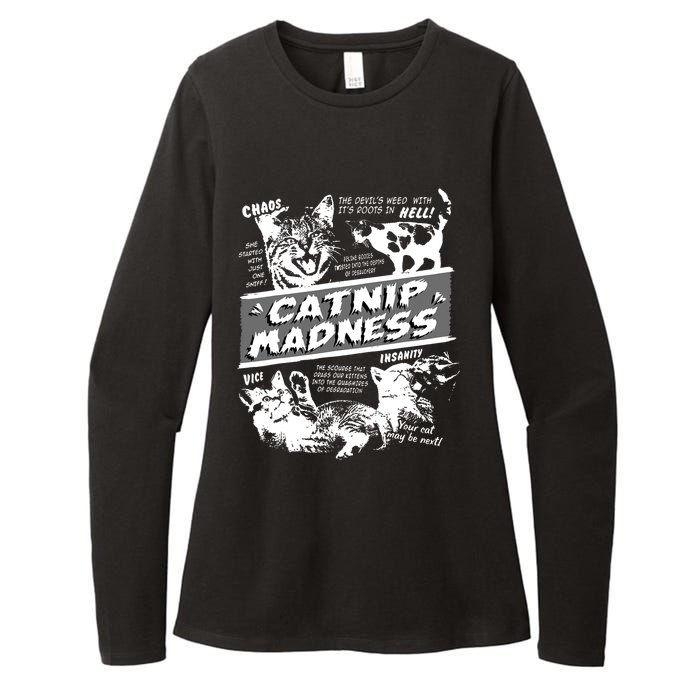 Catnip Madness Cute Kitten Funny Cat Pet Humor Womens CVC Long Sleeve Shirt