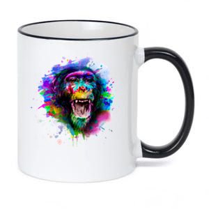 Colorful Monkey 11oz Black Color Changing Mug