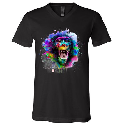Colorful Monkey V-Neck T-Shirt