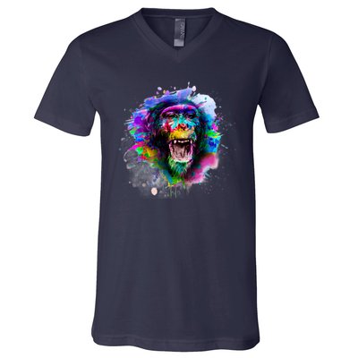 Colorful Monkey V-Neck T-Shirt