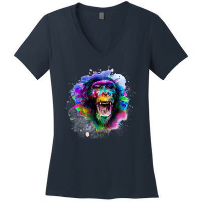 Colorful Monkey Women's V-Neck T-Shirt