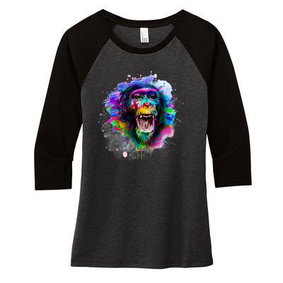 Colorful Monkey Women's Tri-Blend 3/4-Sleeve Raglan Shirt