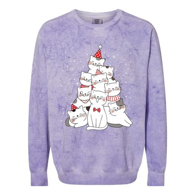 Cute Meowy Catmas Cat Christmas Merry Tree Xmas Colorblast Crewneck Sweatshirt