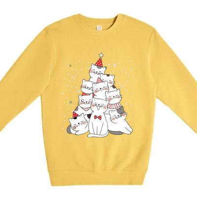 Cute Meowy Catmas Cat Christmas Merry Tree Xmas Premium Crewneck Sweatshirt