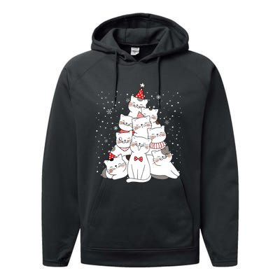 Cute Meowy Catmas Cat Christmas Merry Tree Xmas Performance Fleece Hoodie