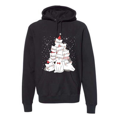 Cute Meowy Catmas Cat Christmas Merry Tree Xmas Premium Hoodie