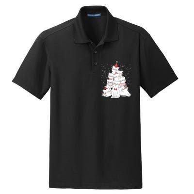 Cute Meowy Catmas Cat Christmas Merry Tree Xmas Dry Zone Grid Polo