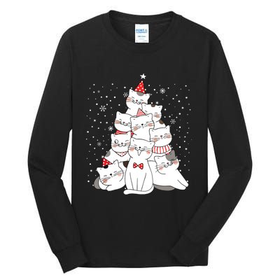 Cute Meowy Catmas Cat Christmas Merry Tree Xmas Tall Long Sleeve T-Shirt