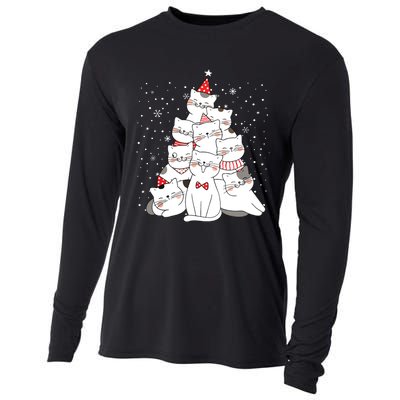 Cute Meowy Catmas Cat Christmas Merry Tree Xmas Cooling Performance Long Sleeve Crew