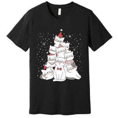 Cute Meowy Catmas Cat Christmas Merry Tree Xmas Premium T-Shirt