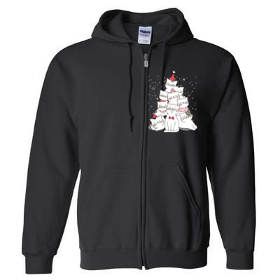 Cute Meowy Catmas Cat Christmas Merry Tree Xmas Full Zip Hoodie