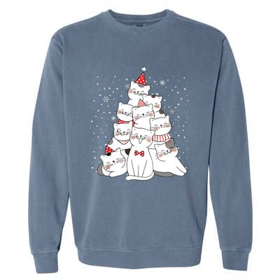 Cute Meowy Catmas Cat Christmas Merry Tree Xmas Garment-Dyed Sweatshirt