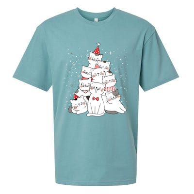 Cute Meowy Catmas Cat Christmas Merry Tree Xmas Sueded Cloud Jersey T-Shirt