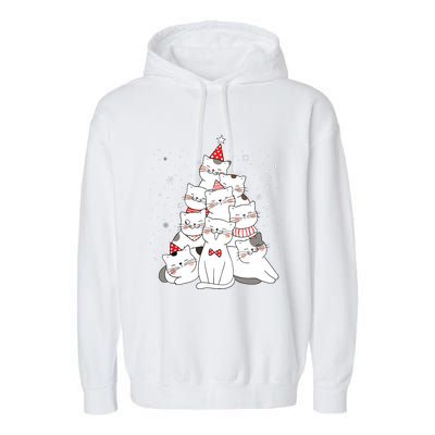 Cute Meowy Catmas Cat Christmas Merry Tree Xmas Garment-Dyed Fleece Hoodie