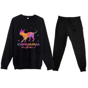 Chihuahua Mom Colorful Chihuahua Mama Funny Gift Premium Crewneck Sweatsuit Set