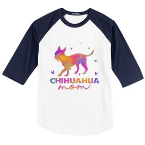 Chihuahua Mom Colorful Chihuahua Mama Funny Gift Baseball Sleeve Shirt